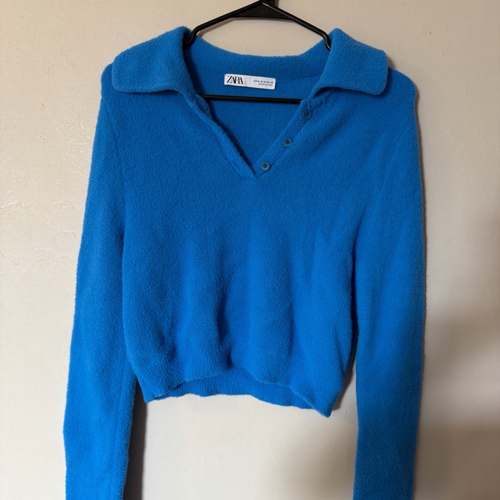 Zara Vibrant Blue Buttoned Sweater